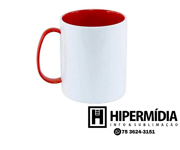 Caneca Polimero Alça e Interior Vermelho