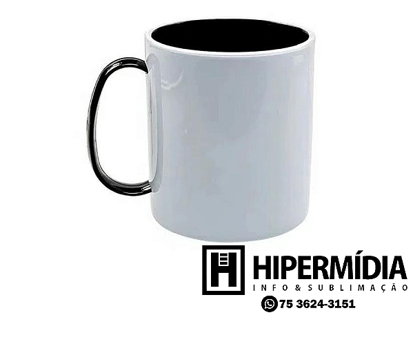 Caneca Polimero Alça e Interior Preto
