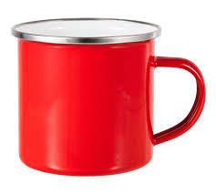 Caneca Esmaltada Vermelha C/ Borda Prata