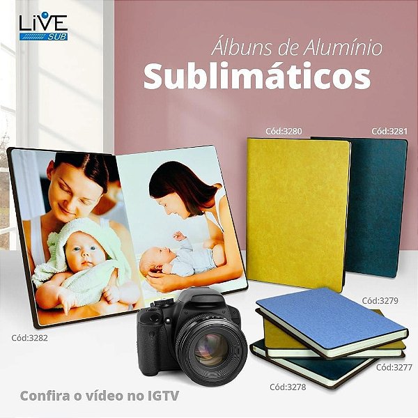 ÁLBUM DE FOTOGRAFIA 15X20 FOTOS EM ALUMÍNIO SUBLIMÁTICO LIVESUB
