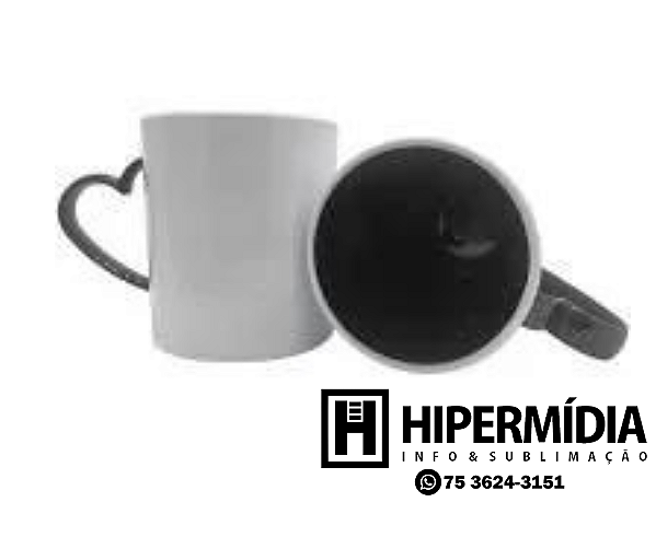 Caneca Polimero Alça Coracao e Interior Preto