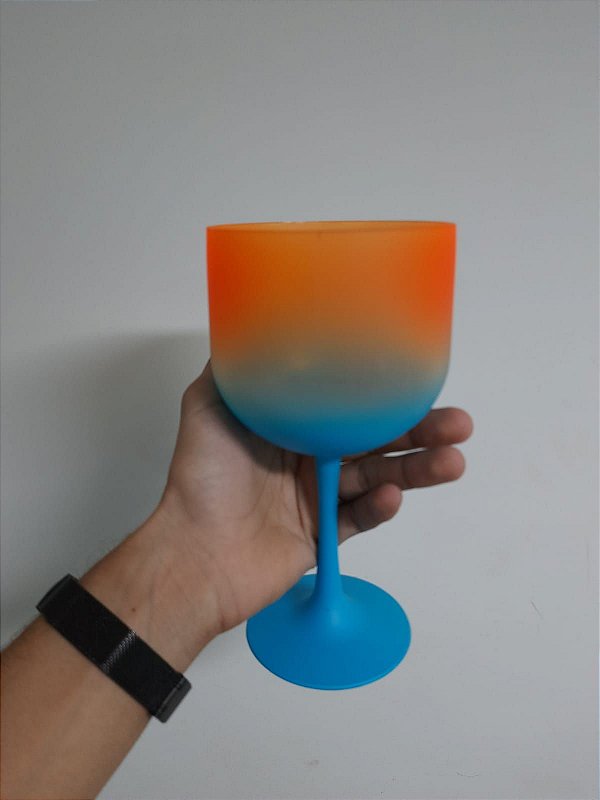 Taça Gin Bi-Color Laranja + Azul