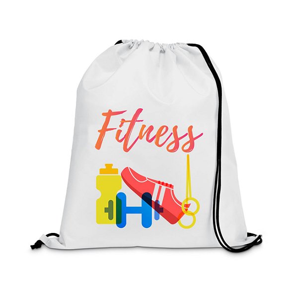 Mochila para Sublimação em Poliéster Branca Alça Preta 30 X 40 cm
