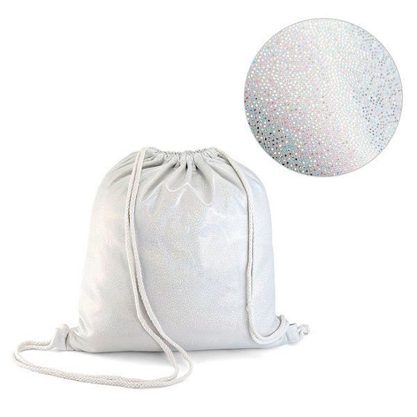 MOCHILA SACO GLITTER 33X42CM PRATA