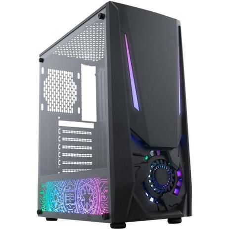 GABINETE K-MEX GAMER CG-01TJ JAEGER1 PAINEL FITA LED RGB (SEM FAN)