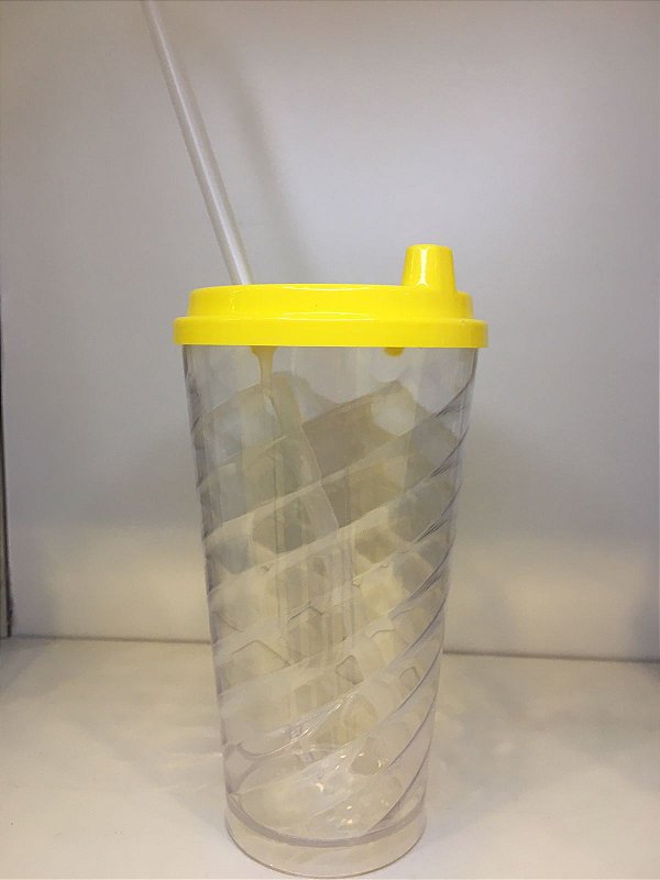 COPO MINI FLEX CRISTAL  COM TAMPA AMARELA  450 ML