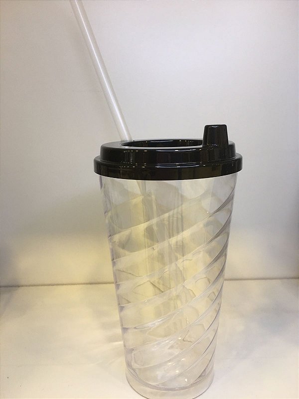 COPO MINI FLEX CRISTAL  COM TAMPA PRETA  -  450 ML