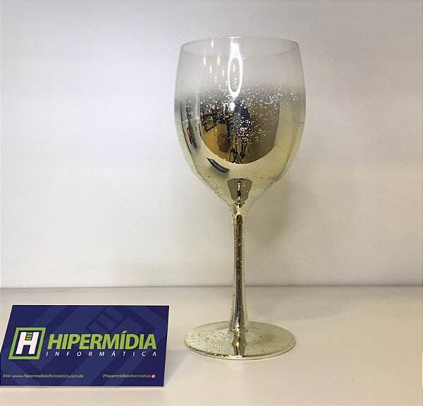TAÇA VINHO VIDRO CRISTAL DEGRADÊ DOURADA 315 ML (LINHA ELEGANCE)