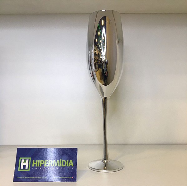 TAÇA VIDRO CRISTAL P/ CHAMPANHE PRATA 230 ML (LINHA ELEGANCE)