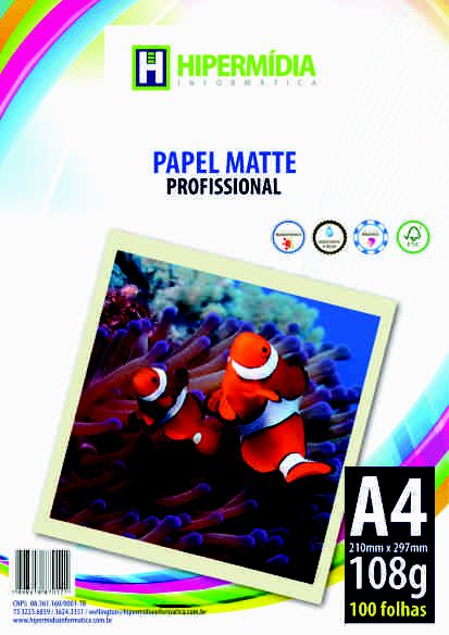 PAPEL MATTE A4 108GR PCT 100 FOLHAS