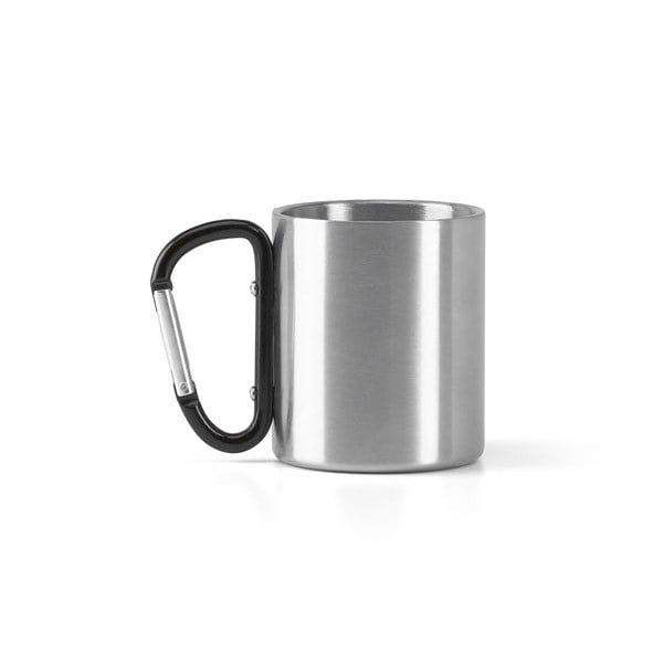 CANECA INOX ALÇA MOSQUETÃO  PRETA 300ml