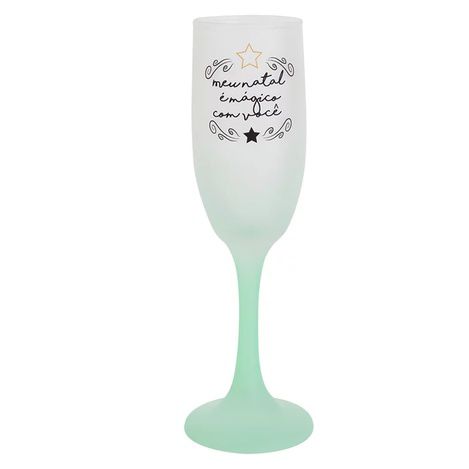 TAÇA VIDRO PARA CHAMPANHE JATEADA VERDE 183 ML