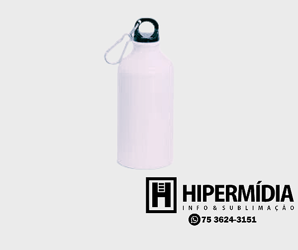 10 und Squeeze de Alumínio Branco com Tampa Mosquetão com capacidade de 500ml