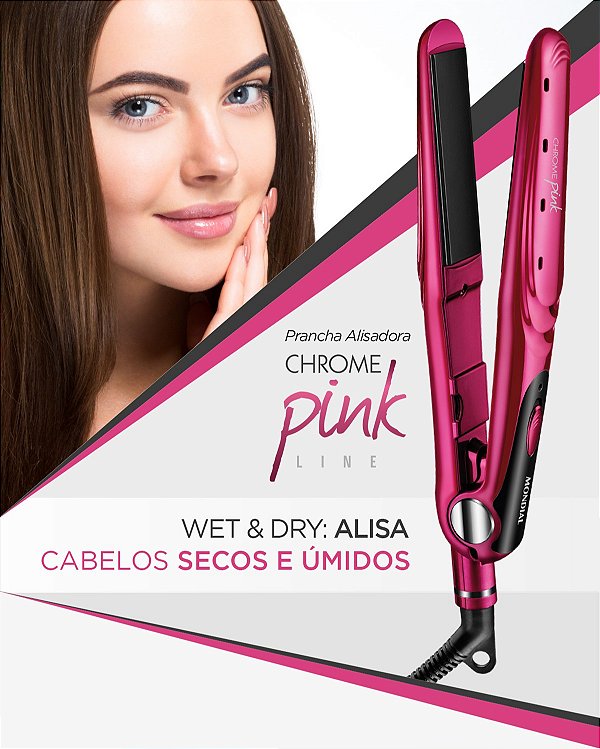Prancha Alisadora Chrome Pink Mondial P-19
