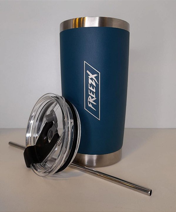 Copo Inox Térmico Azul Aquamarine 591ml FREEZX - 6 Horas Gelado