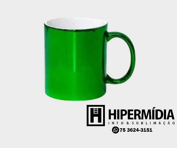 10 Canecas para Sublimação de Cerâmica Cromada Verde