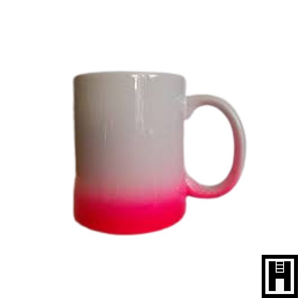 Caneca Porcelana Branca Degradê Rosa 300ml