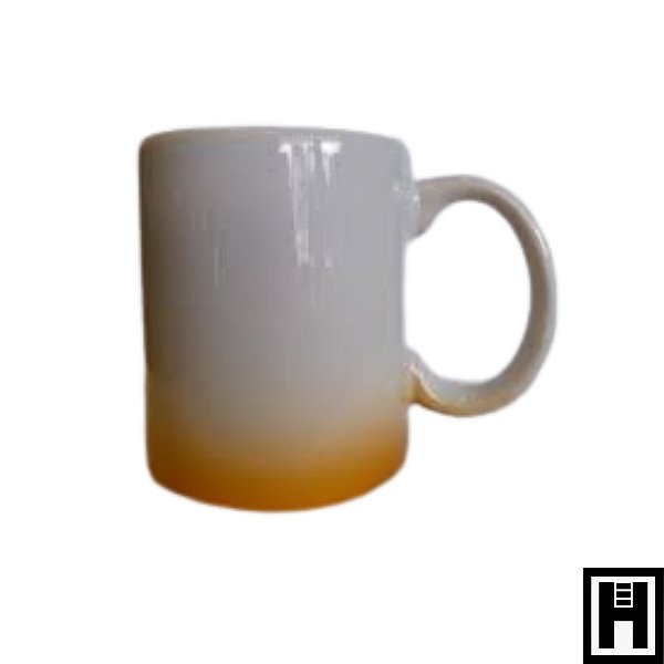 Caneca Porcelana Branca Degradê Ouro 300ml
