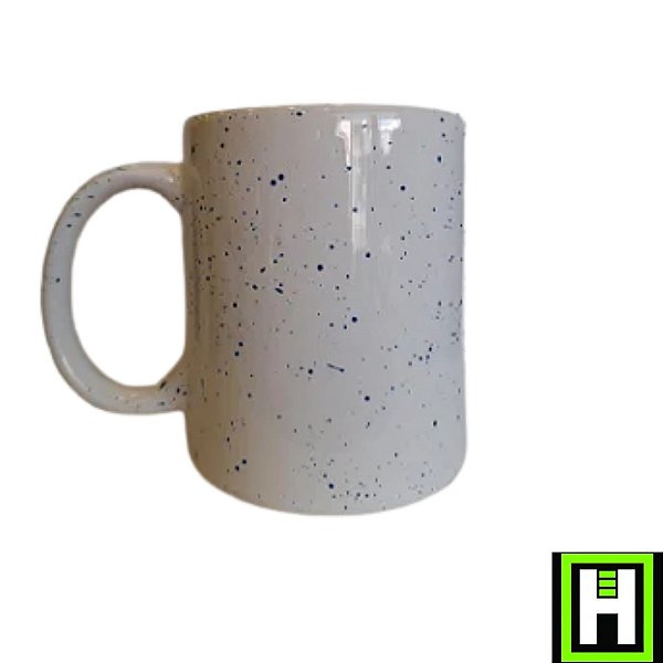 Caneca Porcelana Branca Splash Azul 300ml
