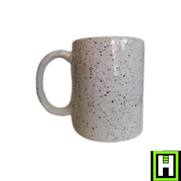 Caneca Porcelana Branca Splash Preto 300ml