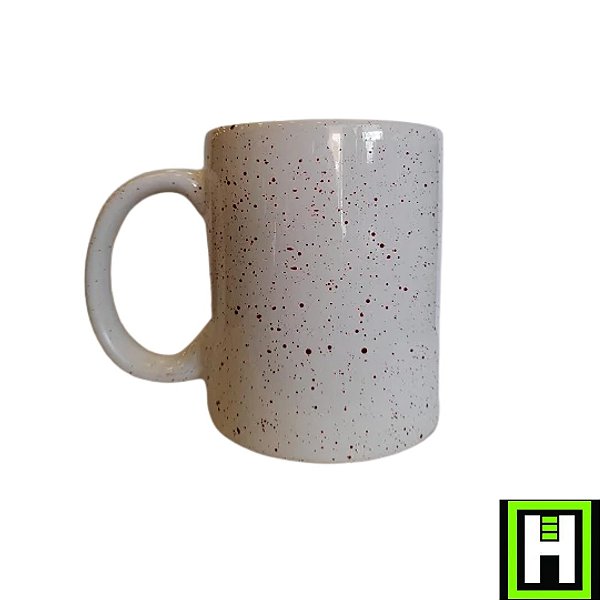 Caneca Porcelana Branca Splash Vermelho 300ml