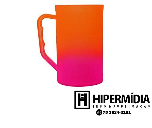 Caneca Plastica Degradê Laranja/Rosa -  300 ml