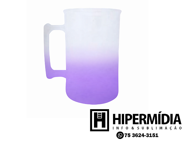 Caneca Plastica Degradê Roxo/Branco - 300 ml