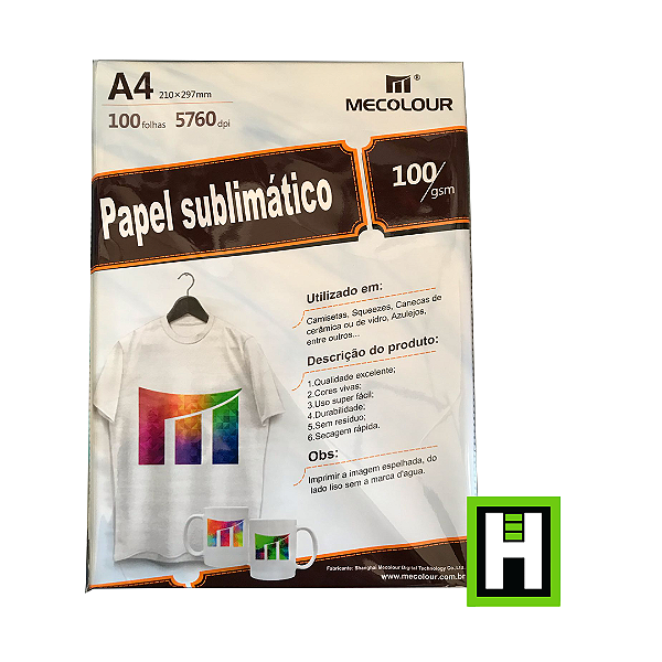 Papel Sublimático Mecolour A4 100 Folhas