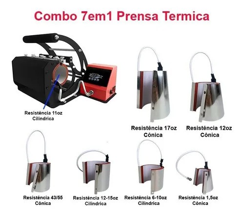 PRENSA TÉRMICA CANECAS  7 EM 1 CONFORT 220V TWIST DEKO PRETO