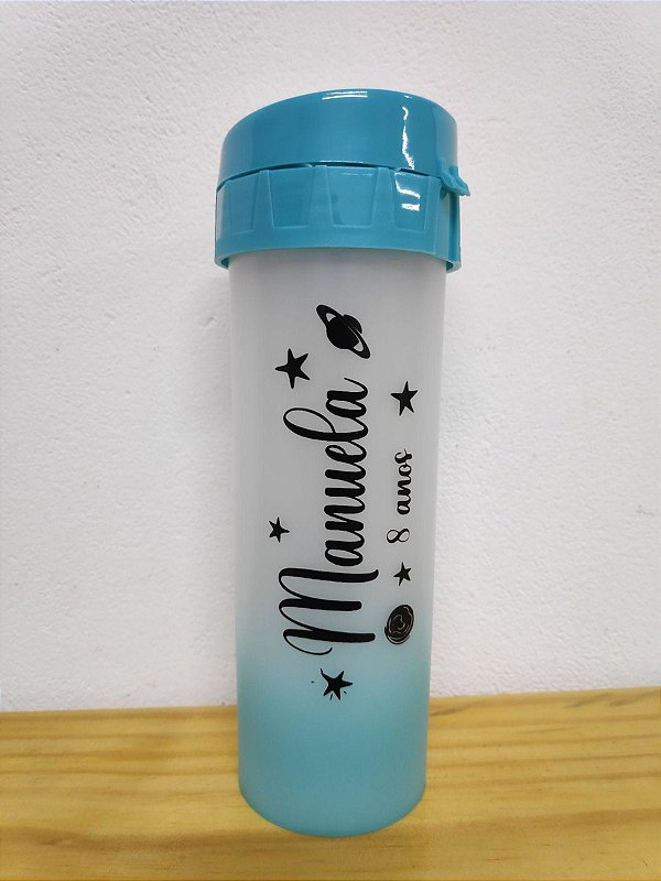 Garrafa Slim Fit Plastica Degradê Tampa Tiffany 540ml - Transfer Laser