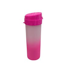 Garrafa Slim Fit Plástica Degradê Tampa Rosa 540ml - Transfer Laser