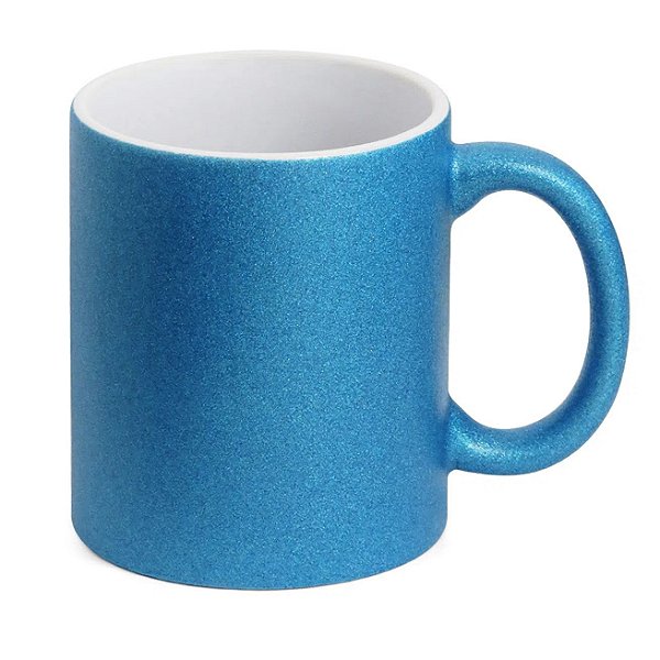 Caneca Glitter Azul p/ Sublimação