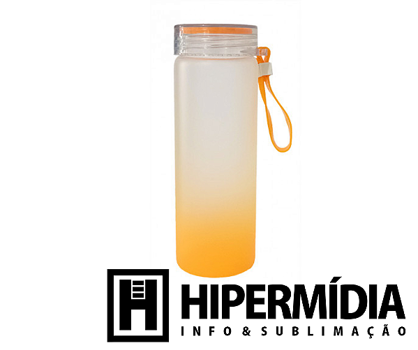 Garrafa de Vidro Degradê Laranja - Tampa Acrílica c/ Alça