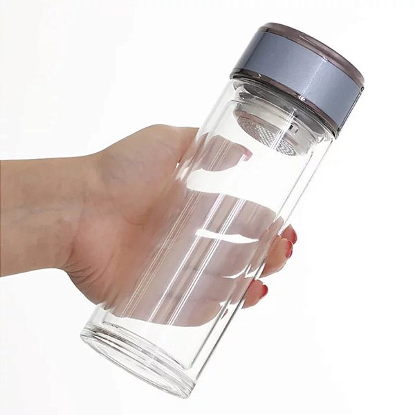 Garrafa para Sublimação de Vidro com Infusor e Tampa Perolizada - 300ml