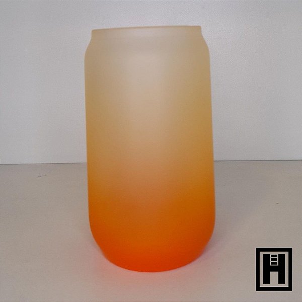 Copo de Vidro Latinha Jateado Degradê Laranja 400ml