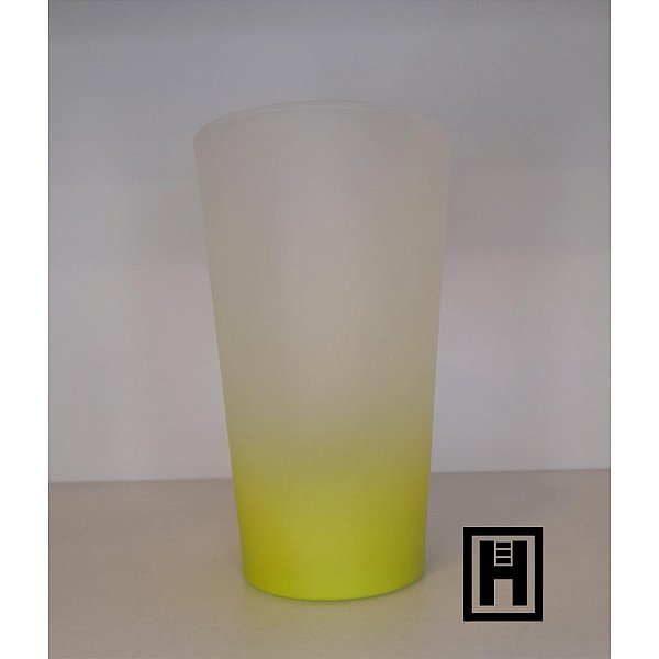 Copo de Vidro Cônico Jateado Degradê Verde Claro 450ml