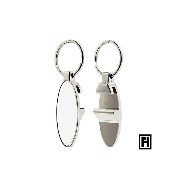 Chaveiro Inox Oval Abridor de Garrafa