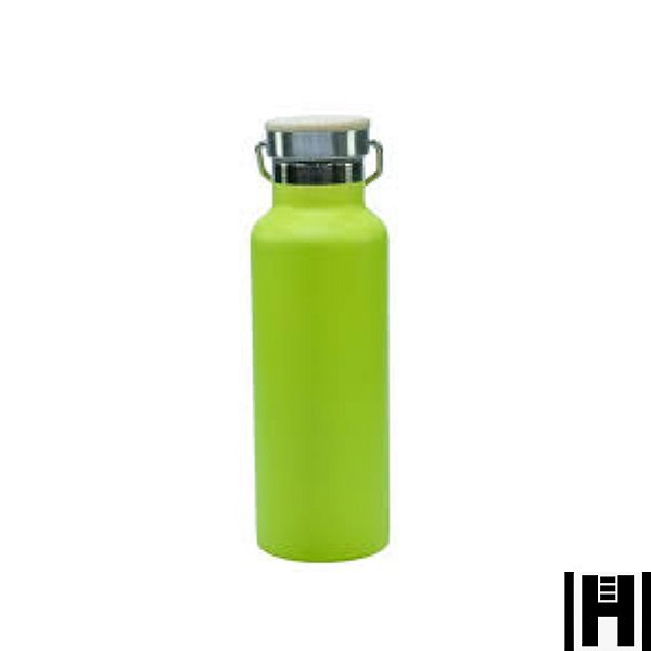 GARRAFA AÇO INOX TAMPA BAMBU - TÉRMICA VERDE 500 ML