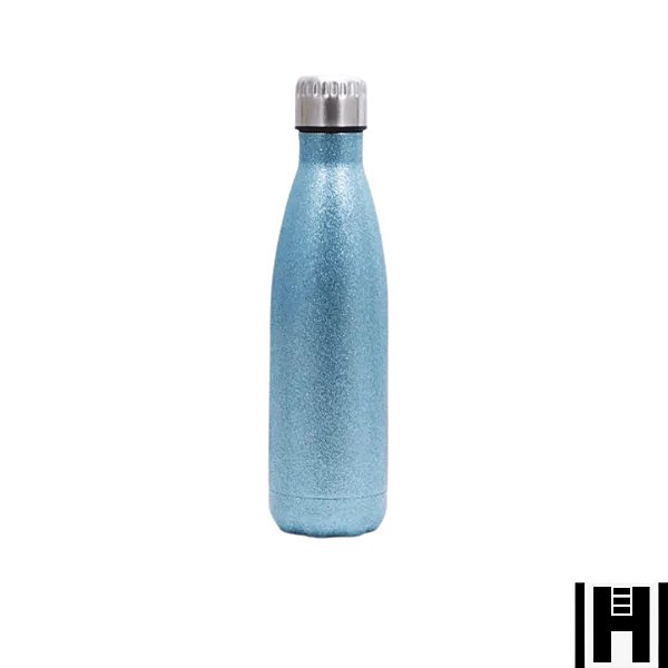 Garrafa Térmica Glitter Inox 500ml Azul