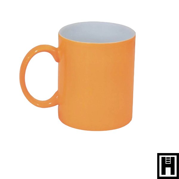 Caneca Neon Laranja Brilho p/ Sublimação 325ml