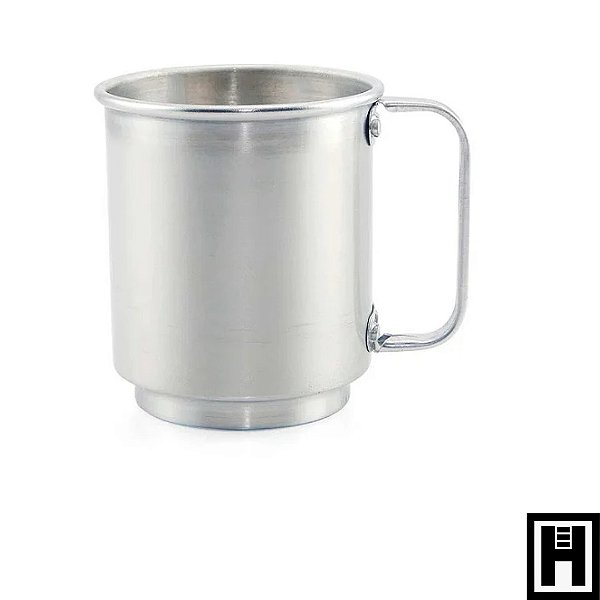 CANECA ALUMÍNIO 400 ML PRATA TARJA