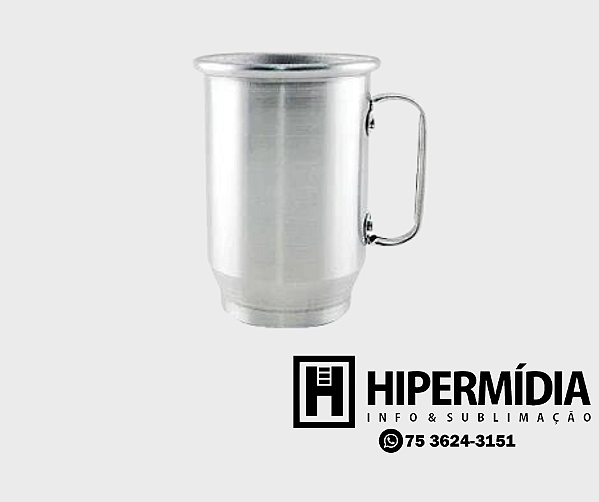 Caneca Alumínio Prata Brilho - 600ml