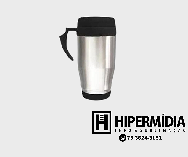 Caneca Alumínio Semi-Térmica Tampa Preto 500ml