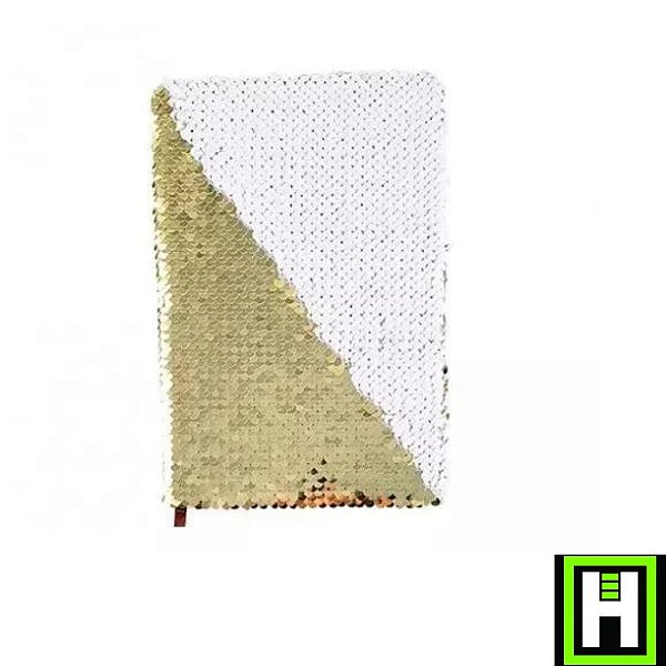 Agenda de Lantejoulas  para Sublimação Dourado com Branco