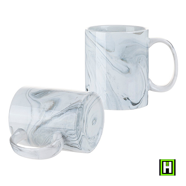 Caneca Porcelana Marmore Cinza - 325ML