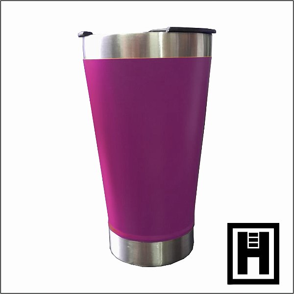 Copo Térmico Metal Tampa Abridor  420ml - Pink