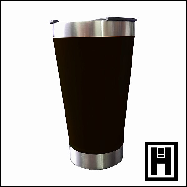 Copo Térmico Metal Tampa Abridor  420ml  - Preto
