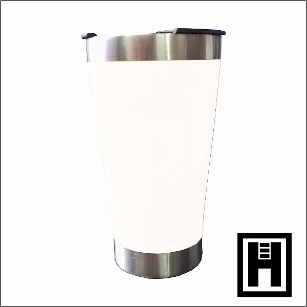 Copo Térmico Metal Tampa Abridor  420ml - Branco