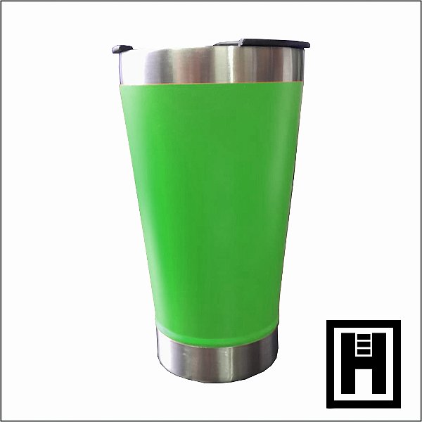 Copo Térmico Metal Tampa Abridor  420ml - Verde