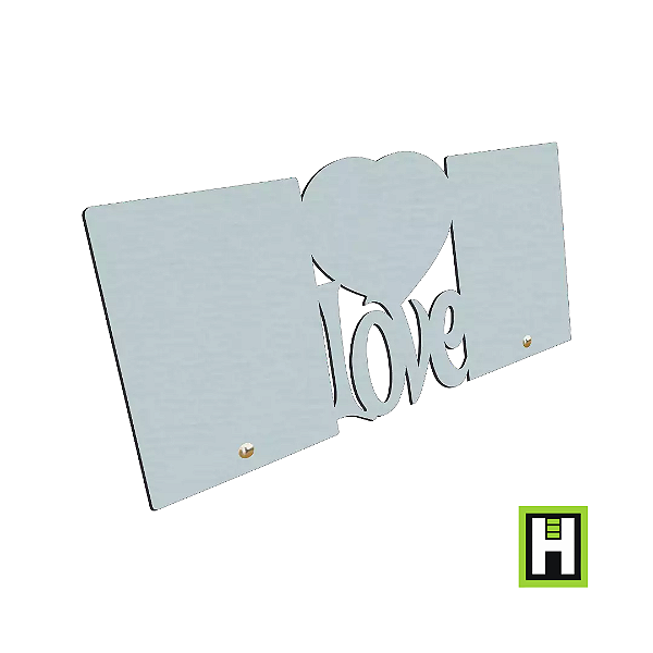 Porta Retrato Love MDF Branco P/ 2 Fotos